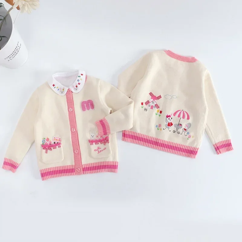 Autumn Girls Knitted Sweater Cartoon Sweaters Cardigan Knitwear Coat Knitwears Baby Girl Clothes Cardigans Vetement Enfant Fille