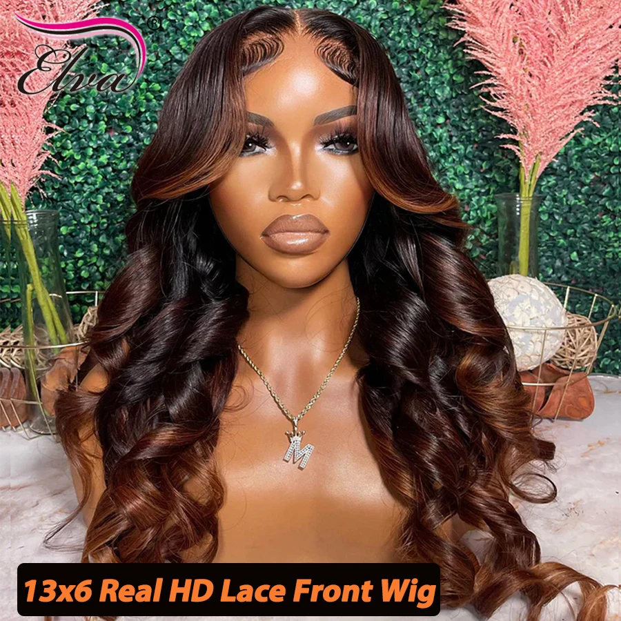 Elva Hair Highlight 5X5/9X6 HD Lace Closure Wig Glueless Ready Wear Wig Human Hair Loose Wave 13x4 HD Lace Frontal Full Wigs