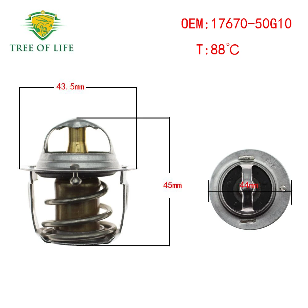 17670-50G10 88℃ Engine Coolant Thermostat For Suzuki Baleno Esteem Cultus Jimny Samurai Swift WagonR+ CHEVROLET AVEO 17670-76G10