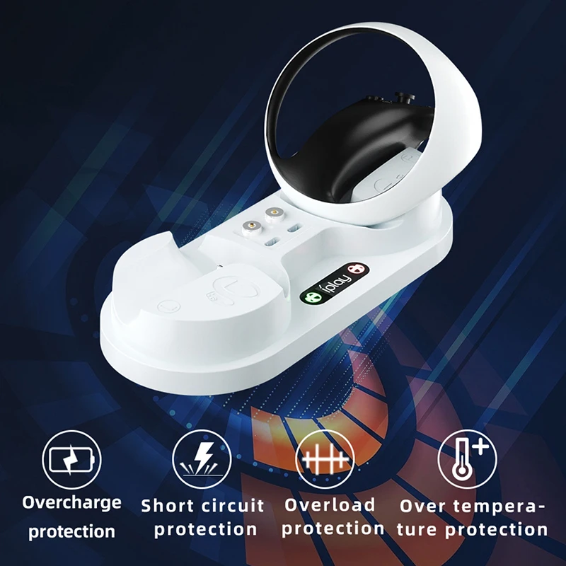 Fast Charging Station for PS VR2 Sense Controller with LED Indicator, 4 Type-C Magnetic Interface, Type-C Charging Cable