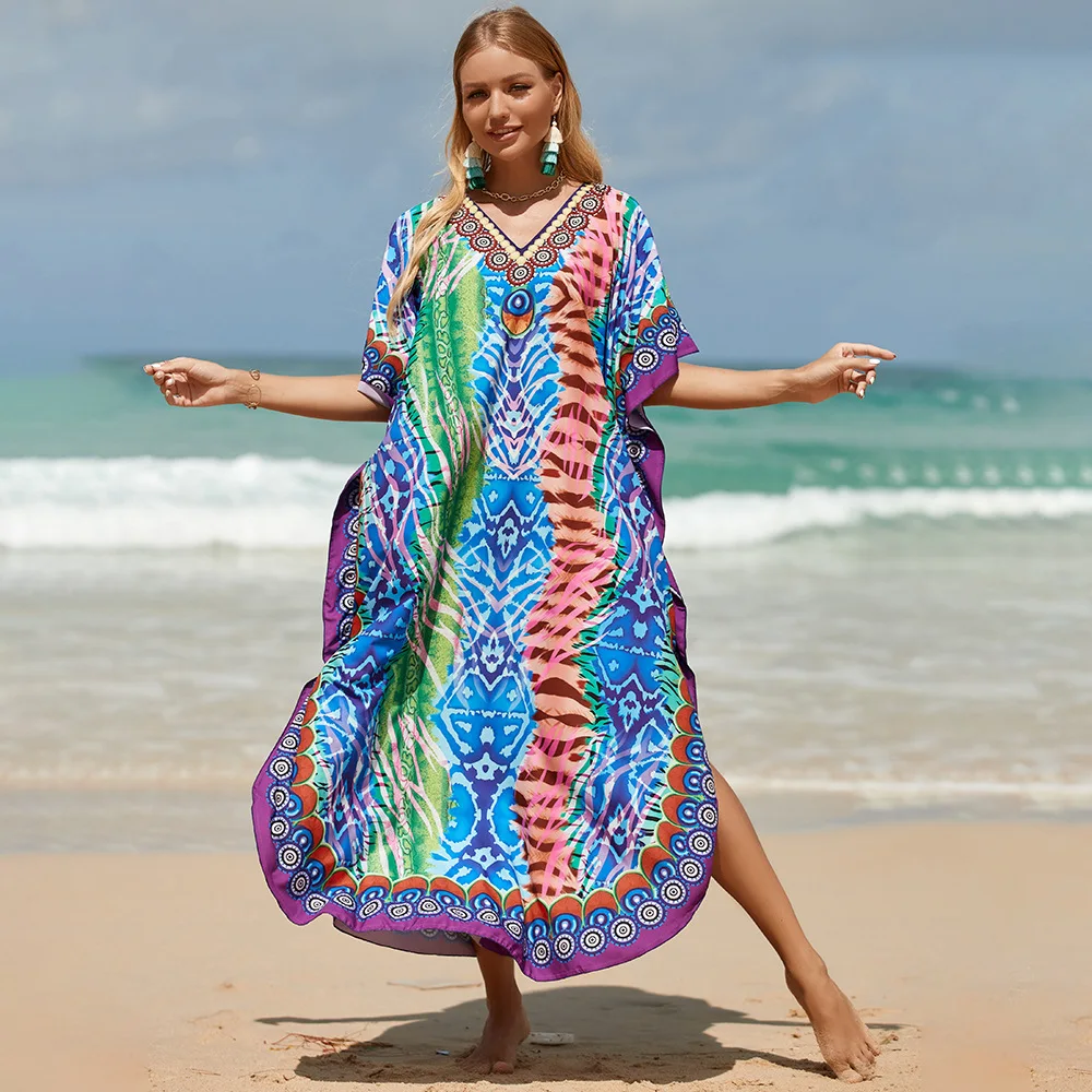 

2023 Spring Summer Printed Beach Blouse Bikini Blouse Beach Coat Women's Sunscreen Clothes P2