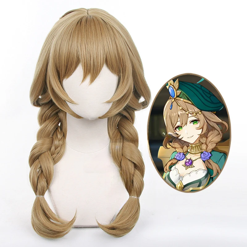 

Game Genshin Impact Lisa Cosplay Wig Cute Twist Braid Modeling Paragraph Heat Resistant Synthetic Hair