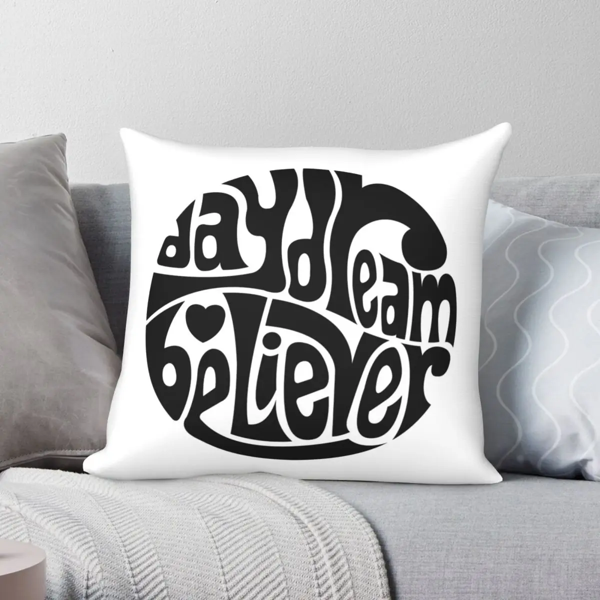 Daydream Believer Pillowcase Polyester Linen Velvet Creative Zip Decor Bed Cushion Cover