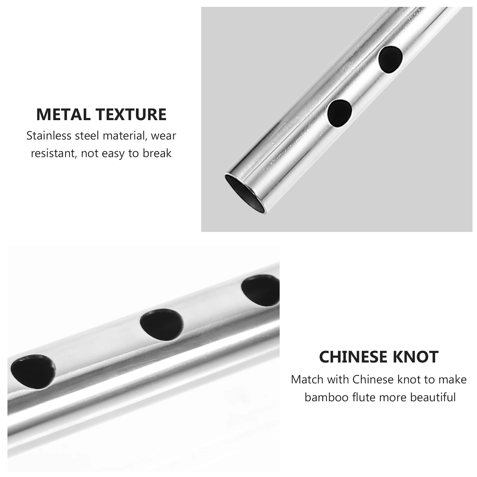 

Stainless Steel Flute Anti-cracking Mildew-proof Portable Lightweight Beginners Student Chinese Instrument Long-lasting Durable