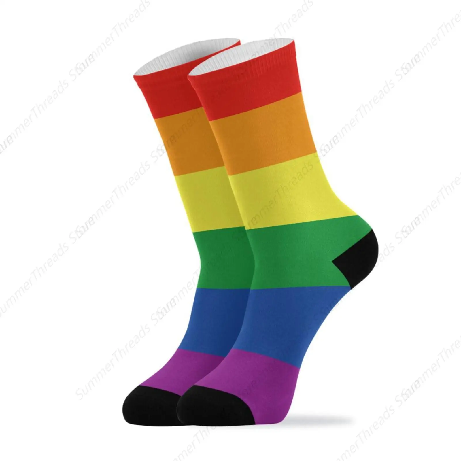 Transgender Pride Flag Middle Calf Socks Crew Athletic Socks Novelty Cozy Casual Socks for Womens Mens