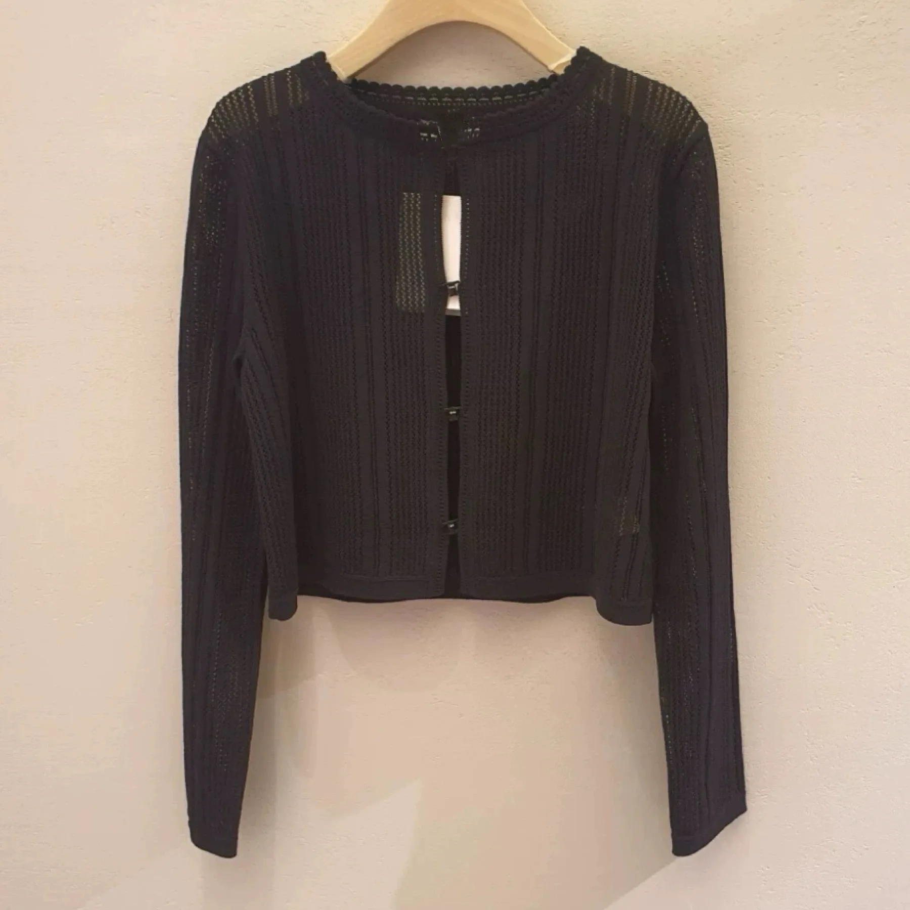 سترة مفتوحة محبوكة من الجبن الليموني من T*ME برقبة دائرية مجوفة بثلاثة ألوان اختيارية كاجوال متعددة الاستخدامات للنساء بأكمام...