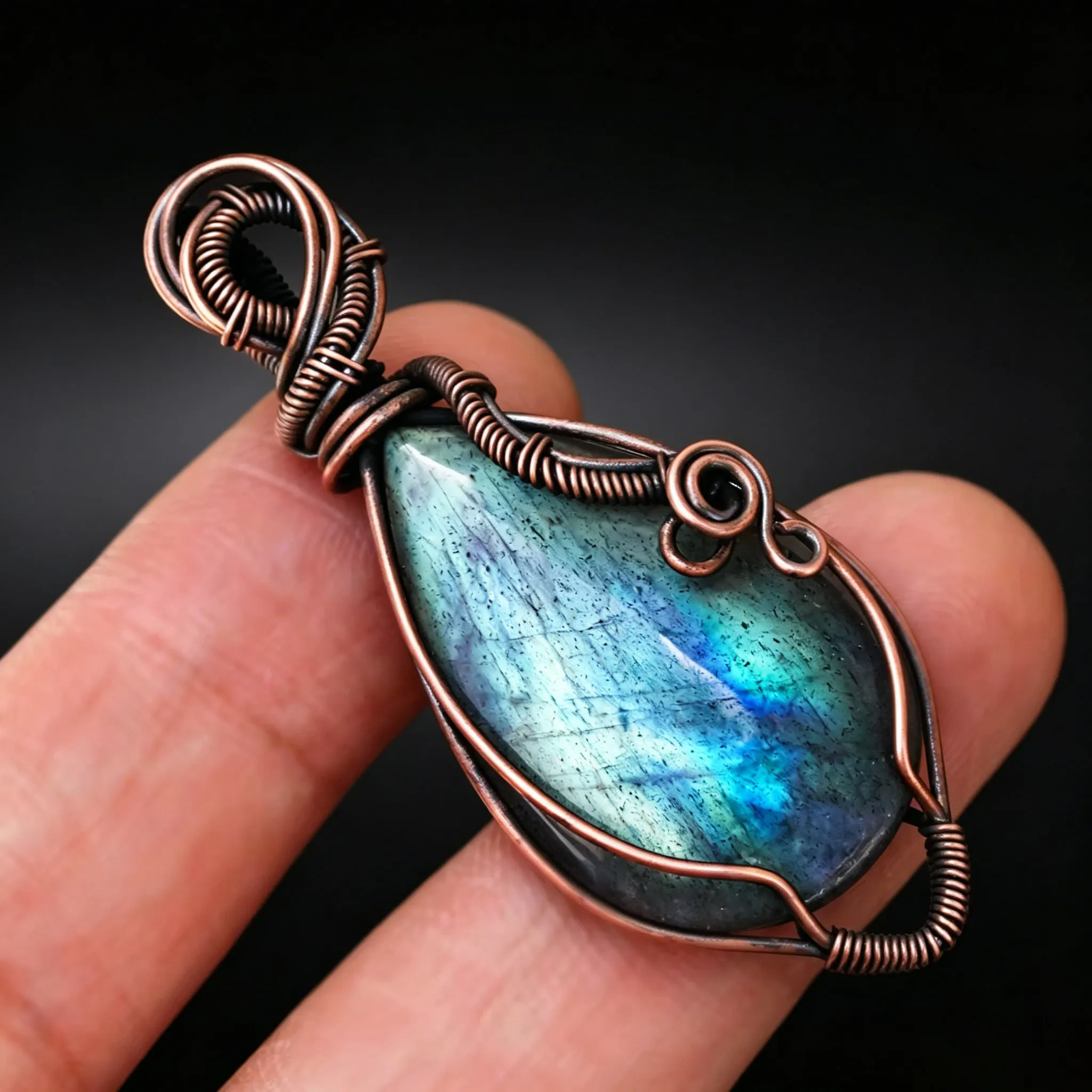 Women's Handmade Labradorite Pendant Necklace, Unique Design