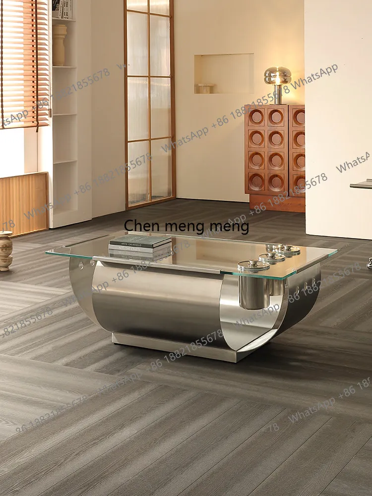 

Супербелый журнальный столик из закаленного стекла в стиле современного искусства для гостиной