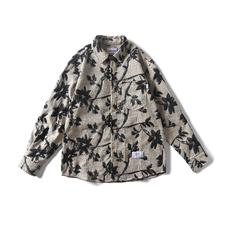 

Vintage ink jacquard long-sleeved shirt, Japanese color loose version long-sleeved shirt jacket