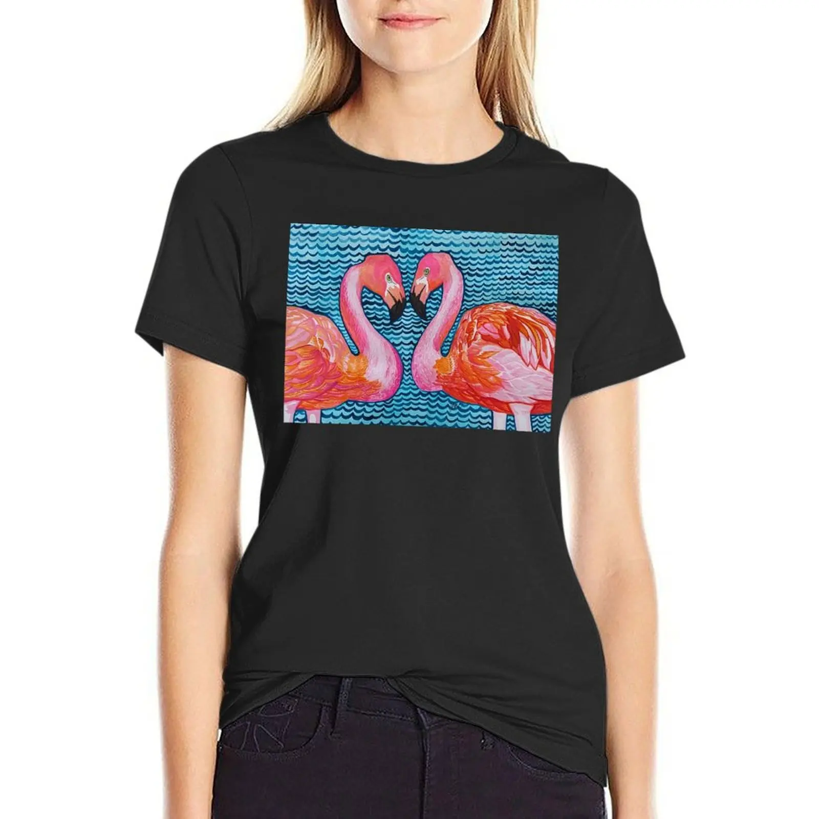 Heart of Flamingos T-Shirt cute tops tees summer clothes funnys graphic t-shirts for Women