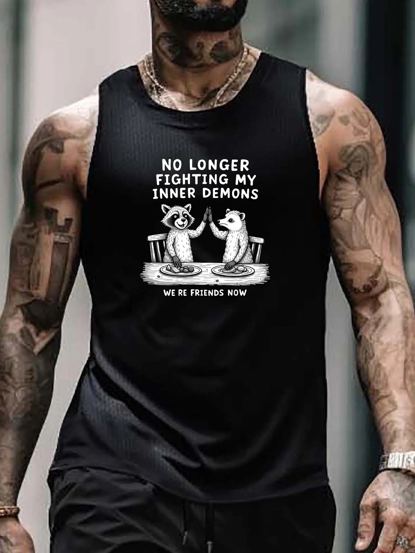 

Large-sized men's shirt, featuring demonic, friend and animal patterns, large size