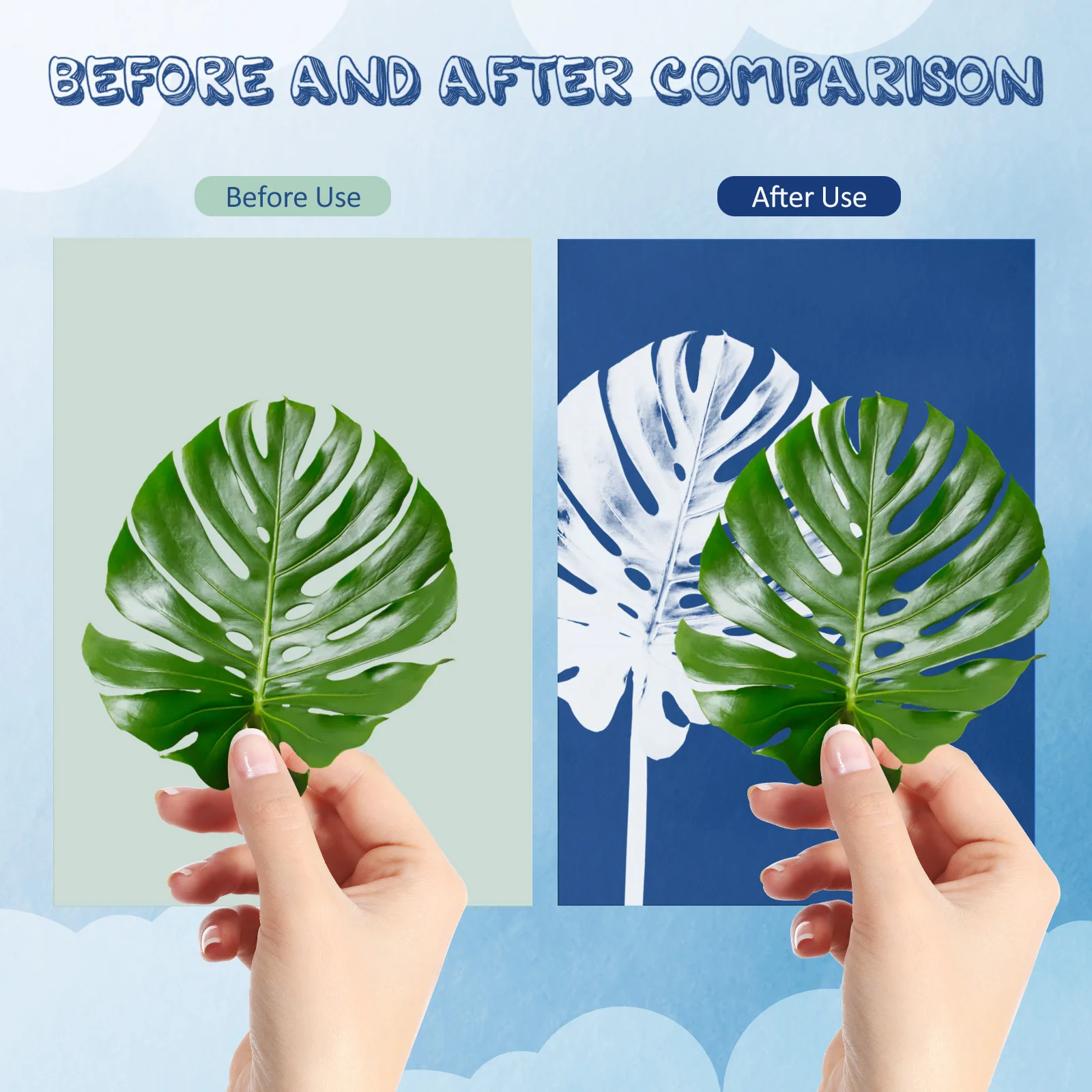 1Set Cyanotype Paper DIY Sun Print Paper Sheets Fiber Material Fade Resistant Suitable for Craft Projects Art Prints Handmade