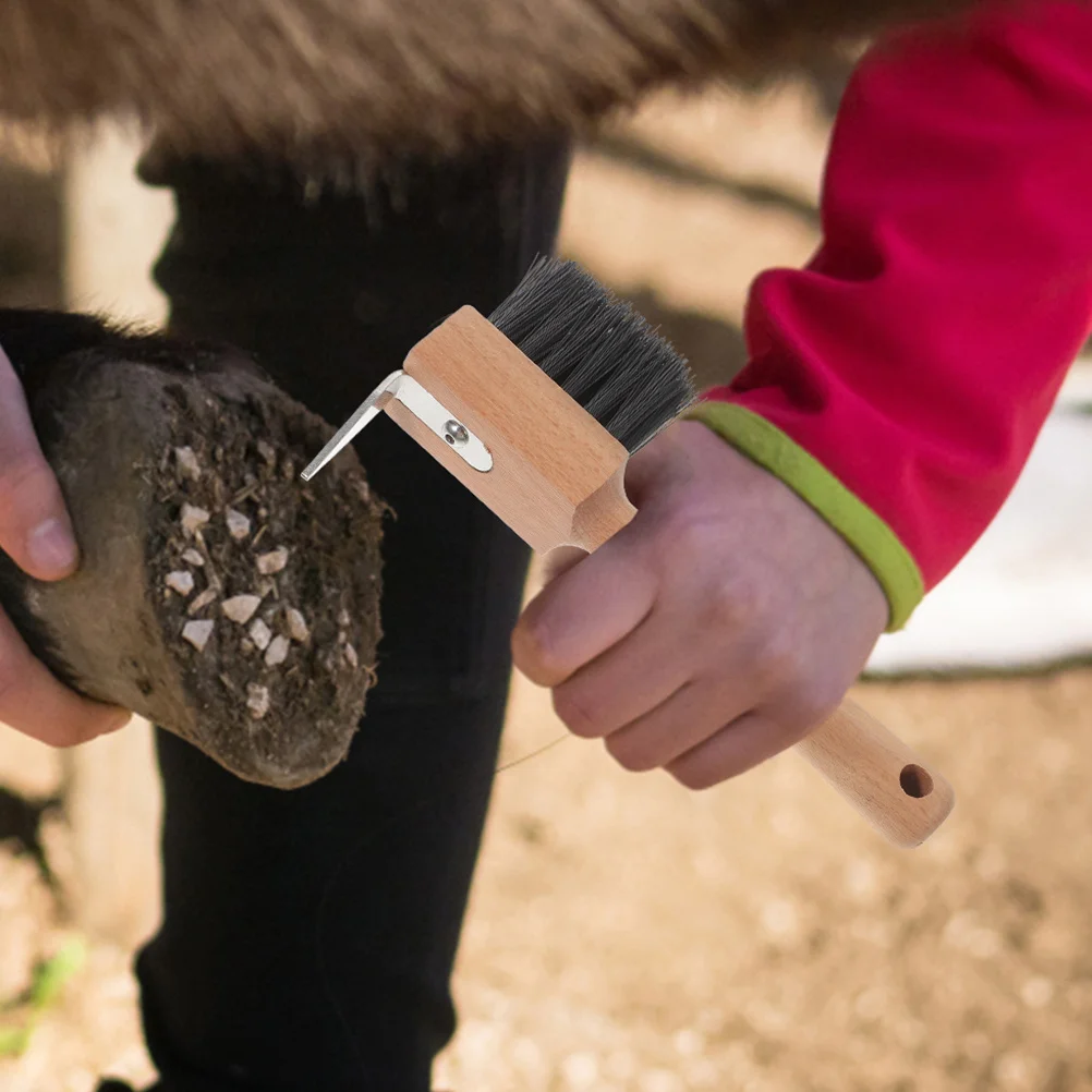 

2Pcs Horse Hoof Tool with Brush Comfortable Grip Reliable Material Versatile Cleaning Goats Donkeys Hoof Maintenance