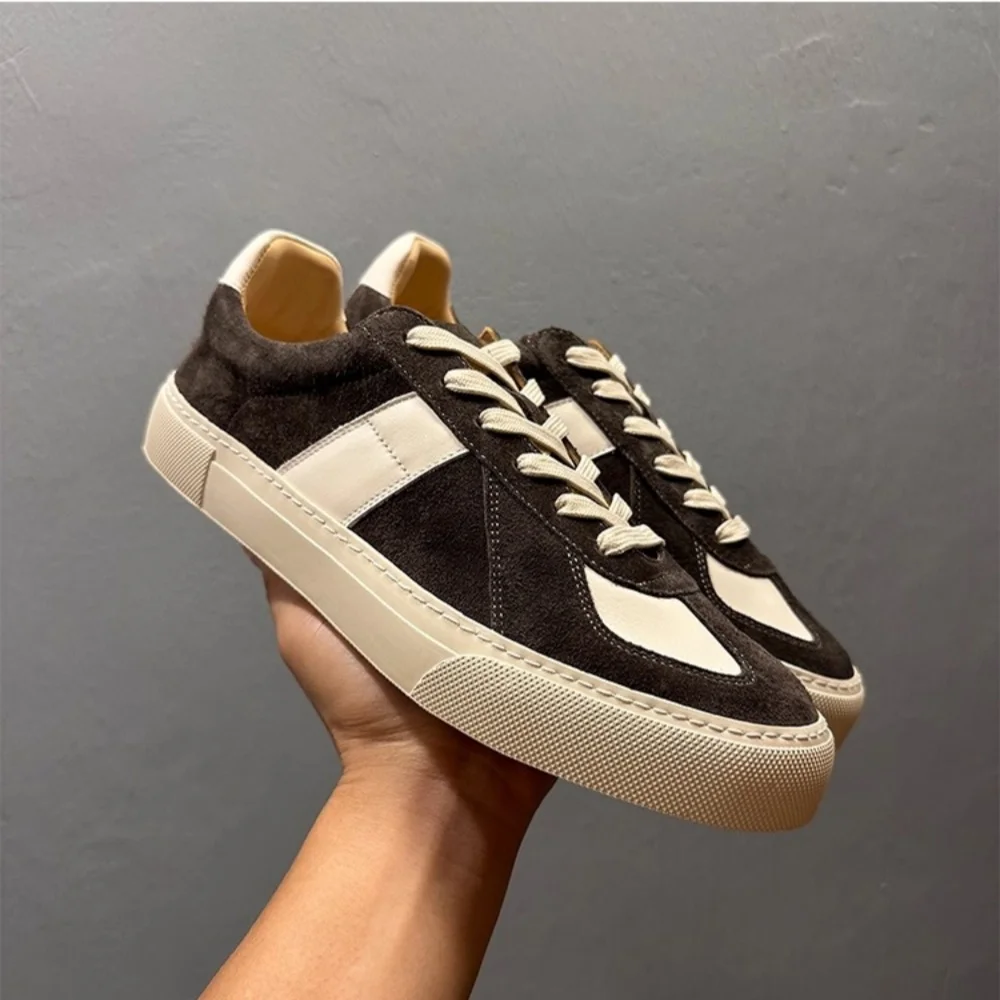 

QHCCID Leather Breathable Shoes With Thick Soles For Men. Leather Suede Sports And Casual Shoes.