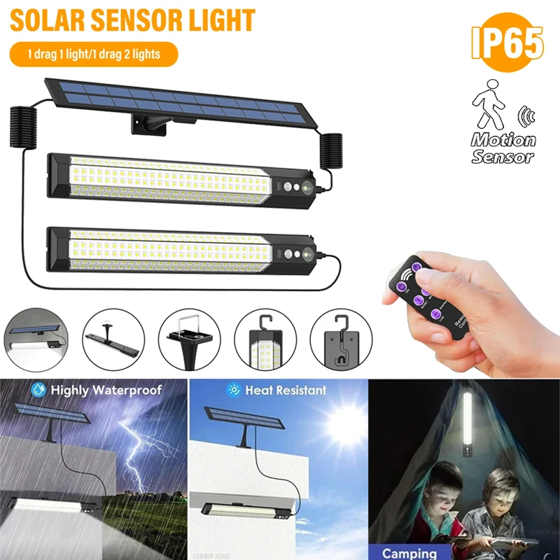 

Motion Sensor Lamp Solar LED Wall Lights Mount Lamp Solar Panel Lighting Rechargeable Waterproof for Yard Fence Shed Camping