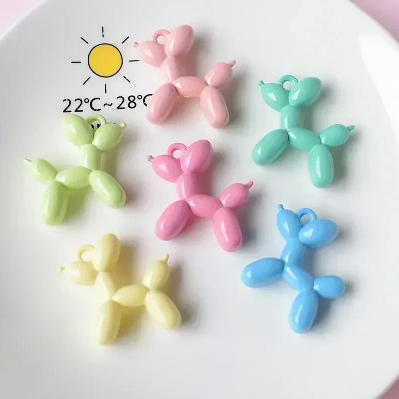 10pcs Fashion Macaroon Balloon Animals Dog Charms for Jewelry Making Cute Resin Bright Pendant Diy Earring Necklace Findings