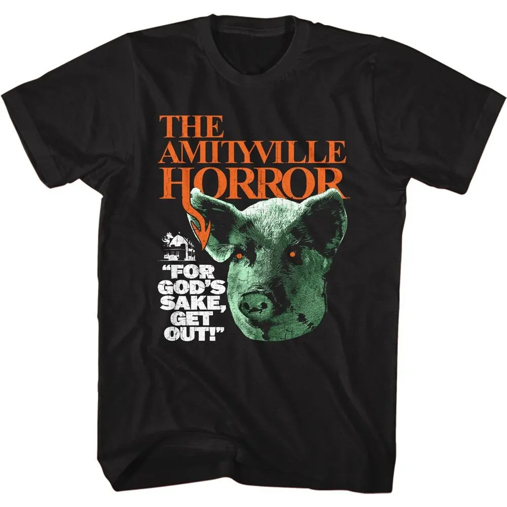 Amityville Horror Pig Head Black Adult T Shirt