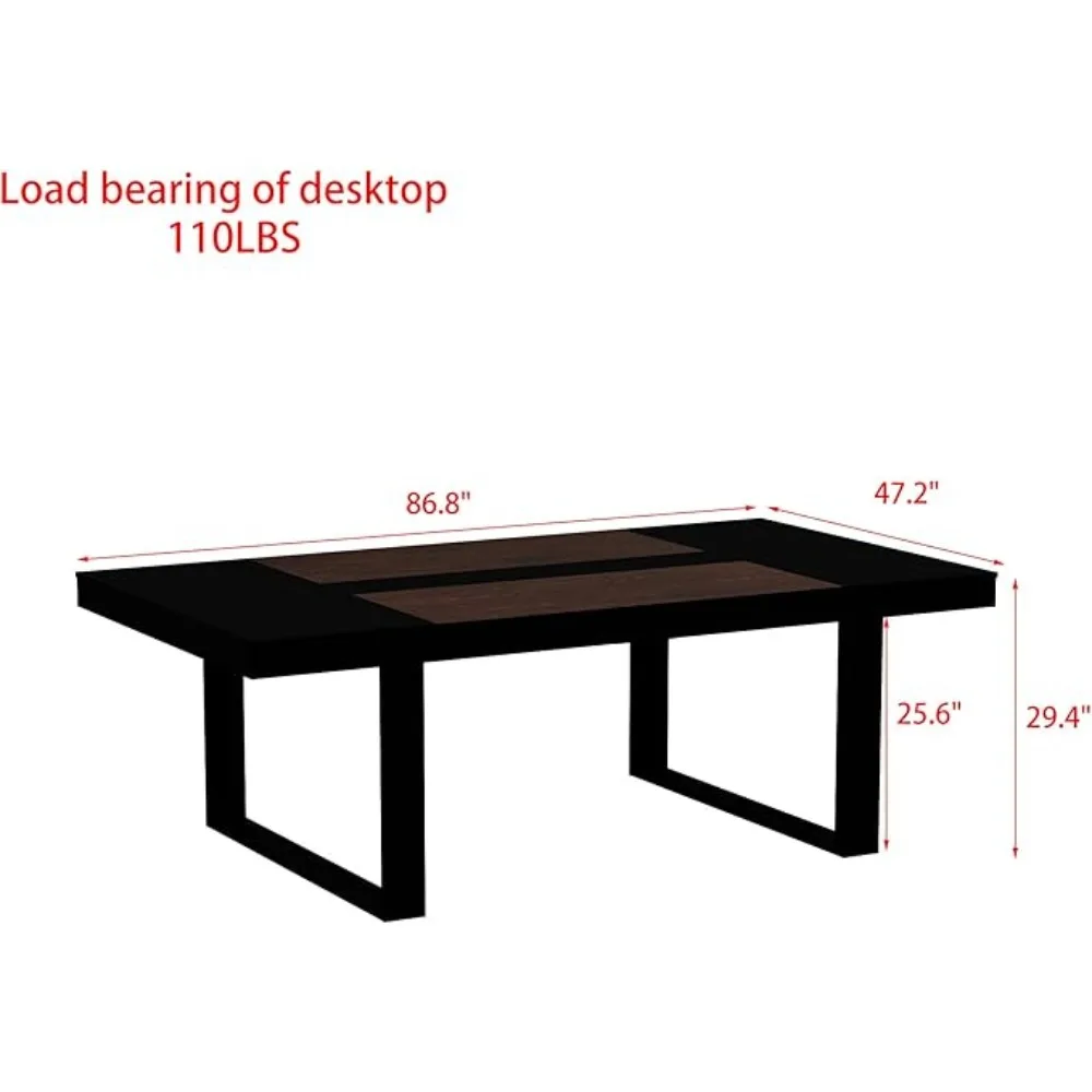 Mesa de jantar de 86,6 "de largura para 8 a 10 pessoas, mesa de jantar de madeira moderna versátil, mesa de cozinha para sala de jantar, sala de conferências