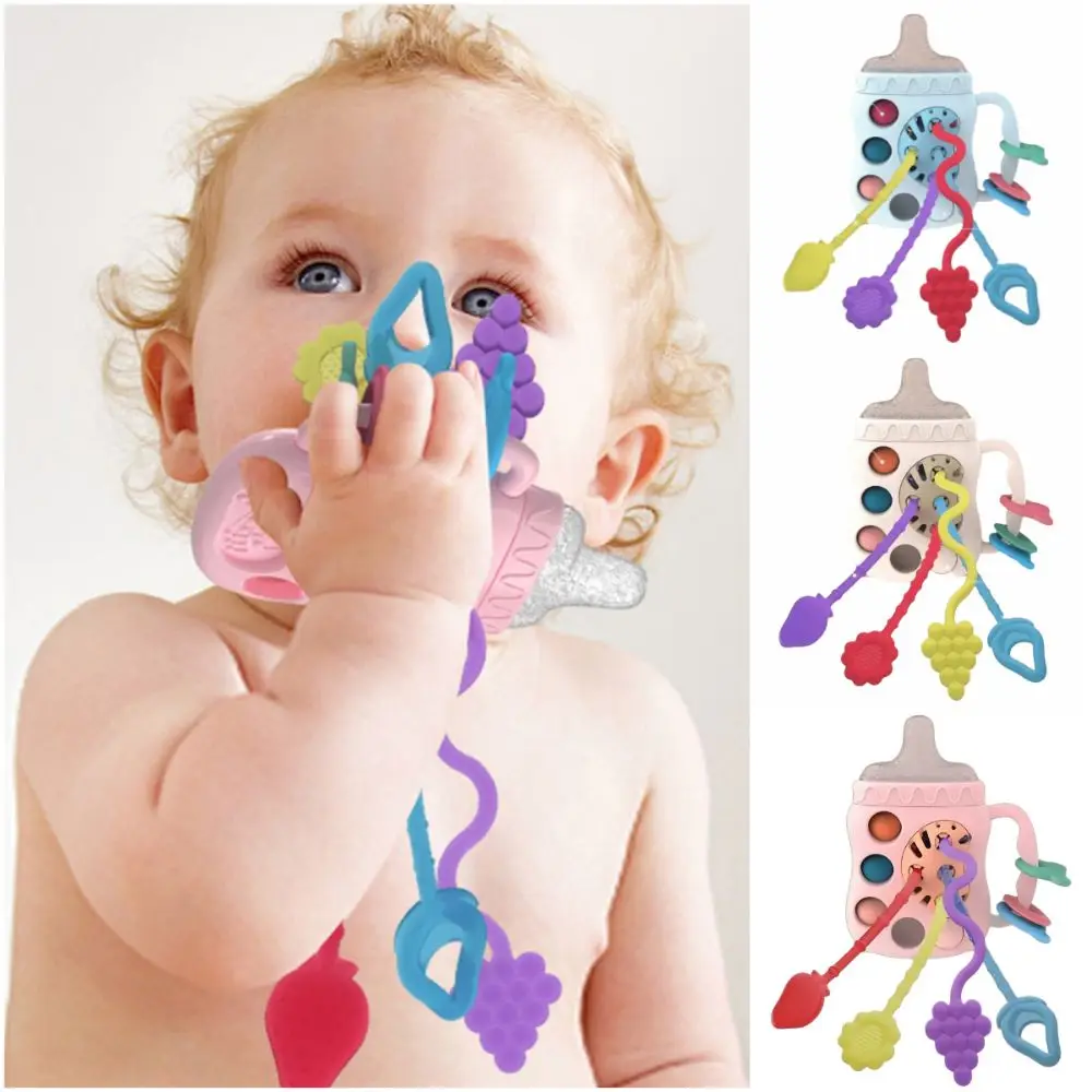 다채로운 색상의 끈 놀이 활동 치아발육 기능 감각 발달 유아 몬테소리 영감을 받은 씹기 훈련