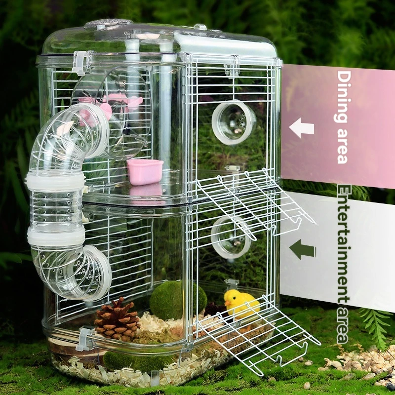 New Release Extra Large Luxury Double-Layer Hamster Cage Villa Easy to Clean Habitat for Golden Hamsters Ideal Home for Hamster