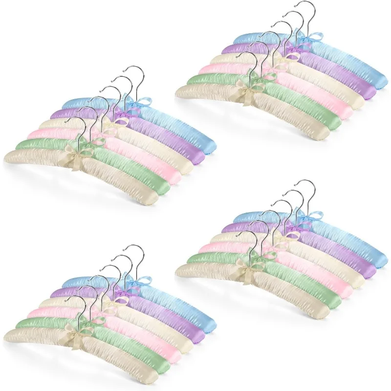 

Satin Padded Hanger with 360 Swiveling Hook 1pcs Sponge Shoulder Pads Hanger for Coat Sweaters Blouse Wedding Dress Women Cloths