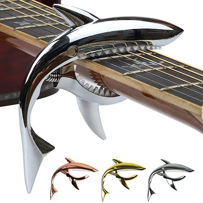 

Shark Guitar Clips Capo Tuner for Acoustic Electric Musical Instruments Mandolin Banjo Picks Aluminum Alloy Adjustment Tuner