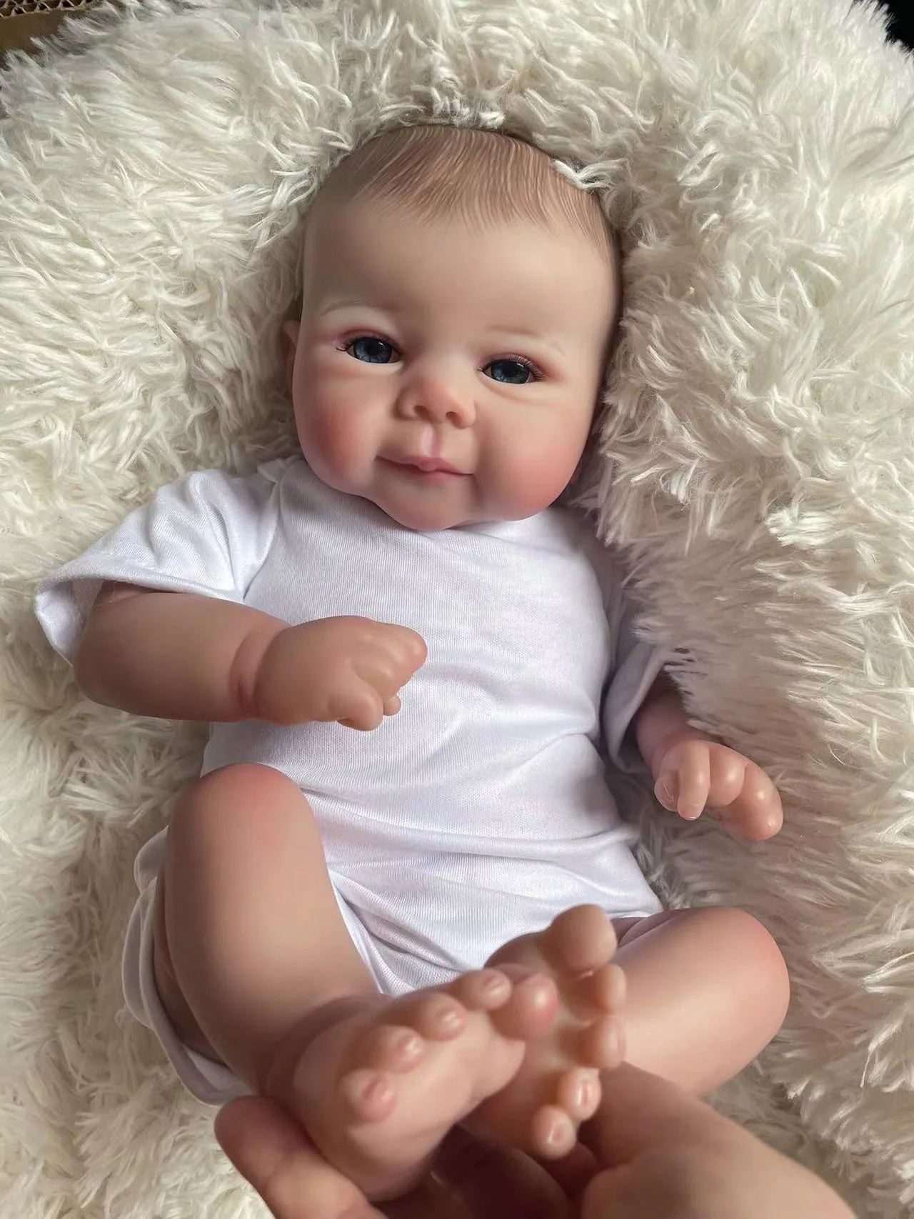 ﻿ Cuerpo de tela suave Juliette, muñeca bebé Reborn realista de 19 pulgadas, cara dulce, piel 3D Real, múltiples capas con pelo pintado a mano