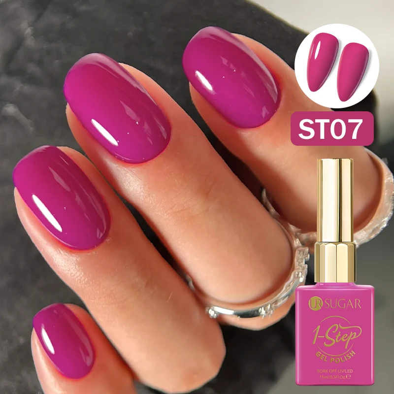 UR SUGAR 15ML Pink Color Gel Nail Polish 3-IN-1 Base Top Coa