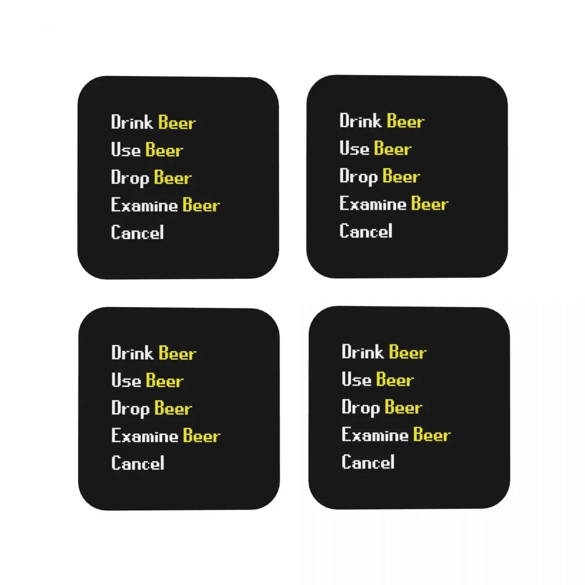 Runescape Beer Interaction Coasters Kitchen Placemats Non-slip Insulation Cup Coffee Mats For Decor Home Tableware Pads Set of 4