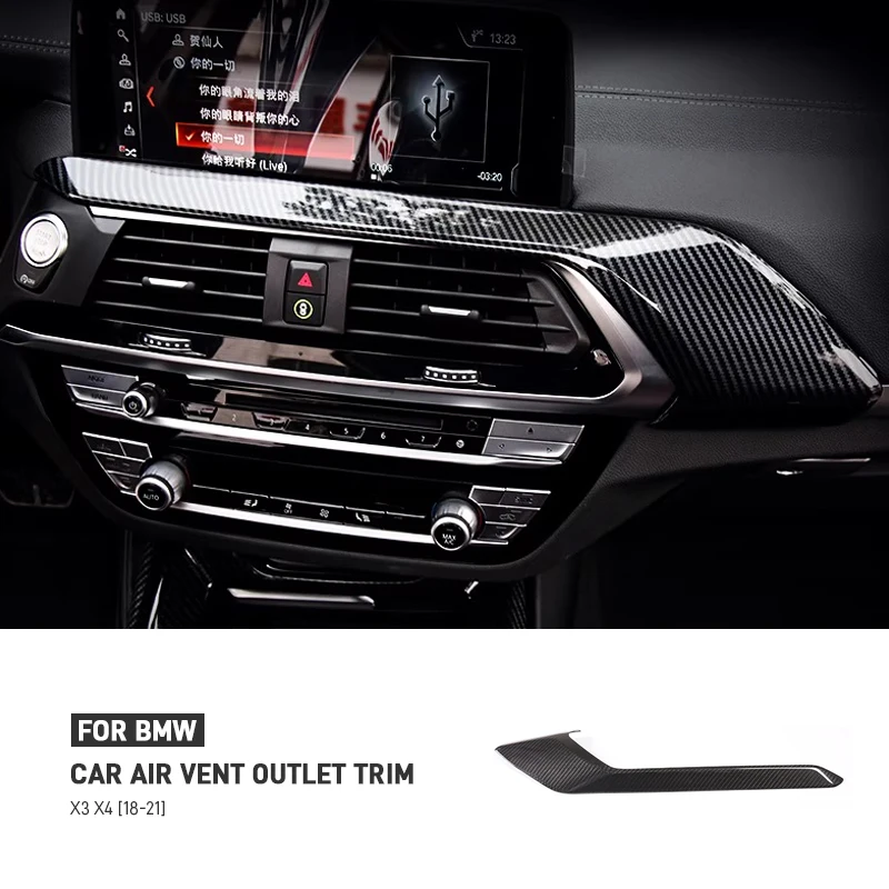 

For BMW X3 G01 X4 G02 iX3 G45 2018-2021 Carbon Fiber Car Instrument Panel Air Outlet Frame Trim Stickers Interior Accessories