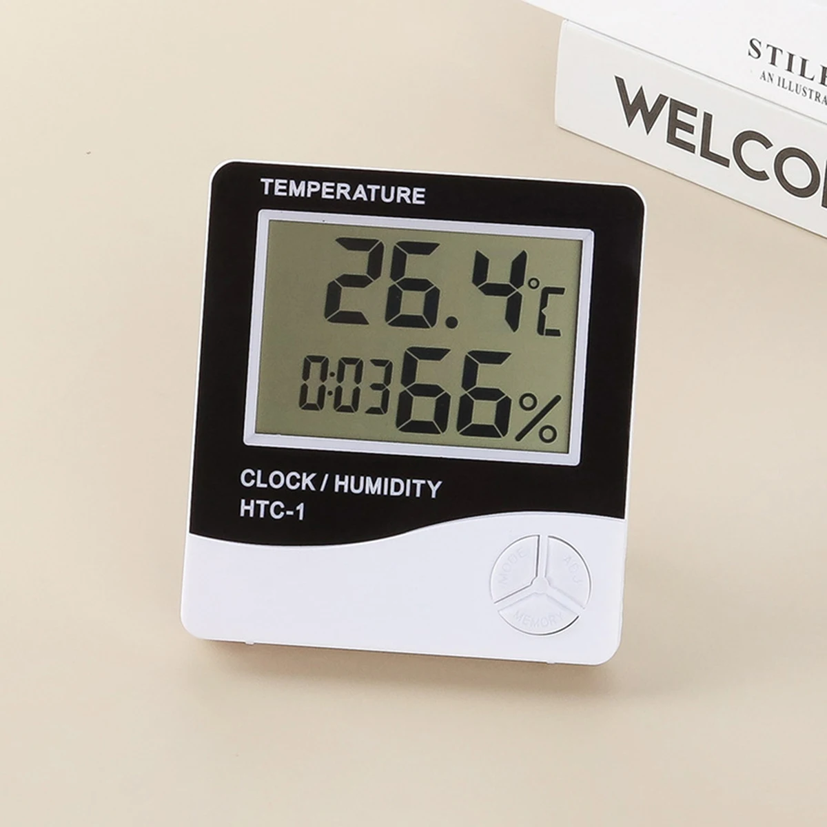 HTC-1 HTC-2 Digital Temperature Humidity Meter Electronic LCD Indoor Outdoor Thermometer Hygrometer Weather Station Clock