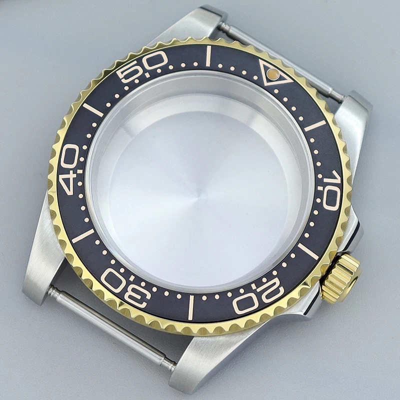 

40mm Silver Gold Diving Watch Case NH35 Case For Sea-Dweller SUB GMT Seiko NH35 NH36 NH34 NH38 NH72 2824 8215 Movement Sapphire