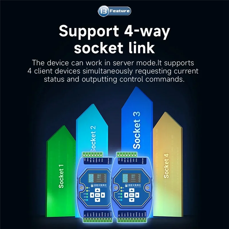 

-A12R 6 Way Temperature Acquisition Module Type K Modbus Thermocouple Input RS485 Ethernet Gateway Watchdog DNS Industrial