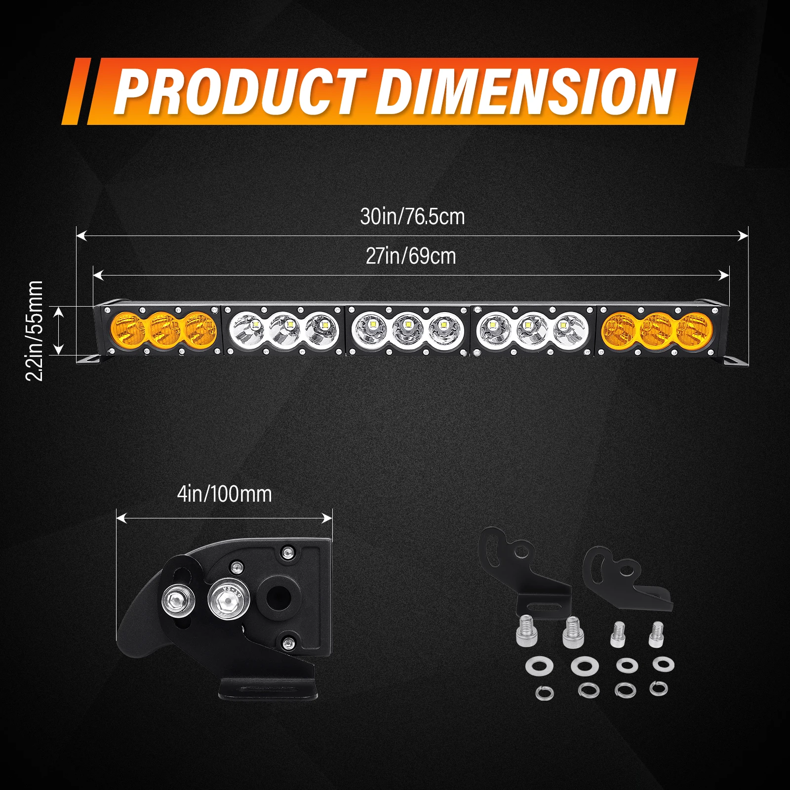 6-54 inch 30-300W LED Bar 4x4 with 12v Wire Harness Kit, LED Light Bar for Offroad Vehicles Trucks ATV, Amber White Fog Light