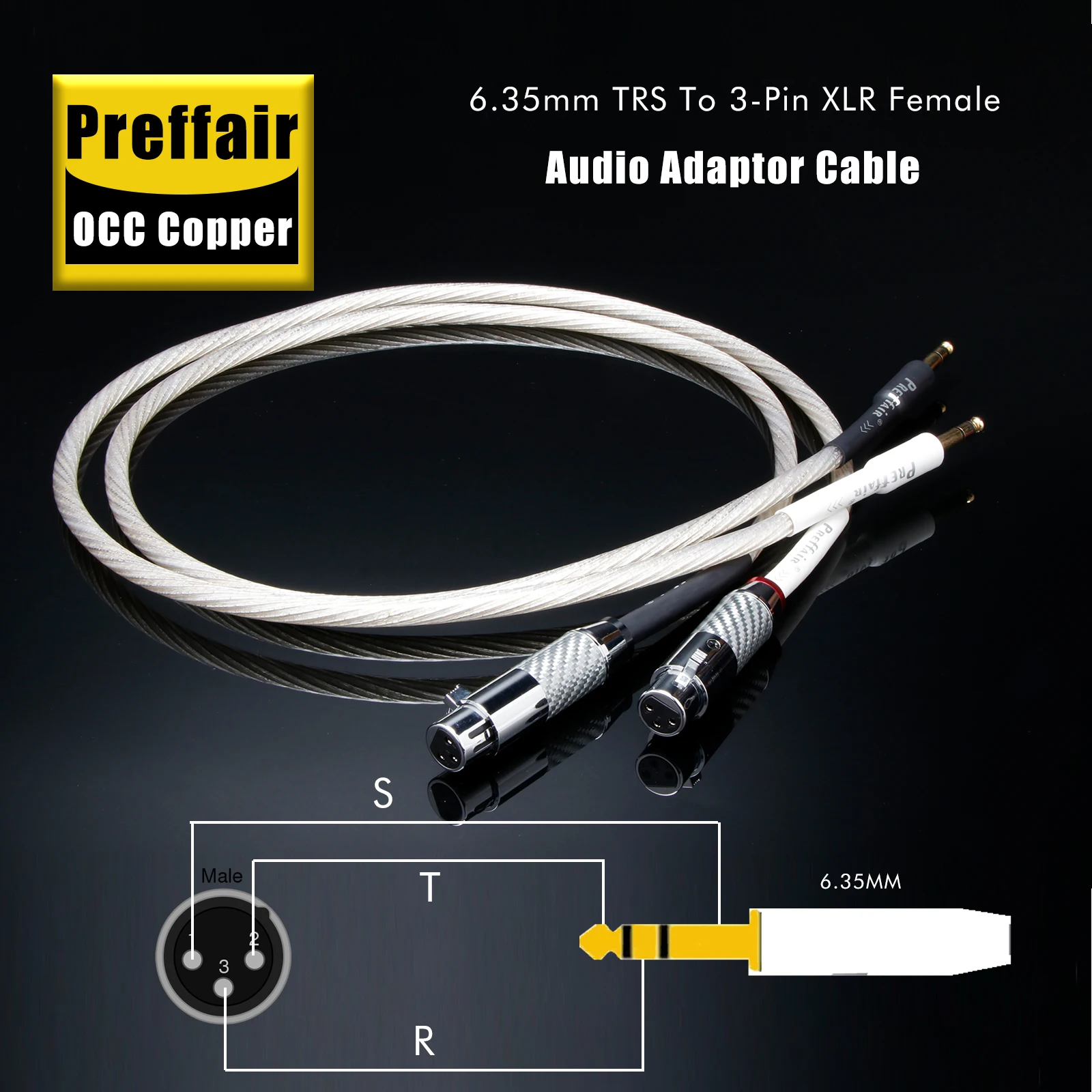 

Preffair X428 6.35mm (1/4 inch) TRS to XLR Female Audio Adapter Cable OCC Copper Silver Plated Video Wires for Mixer, Speaker