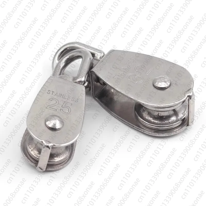 Single-wheel and Double-wheel Lifting, Labor-saving 304 Stainless Steel Pulley, Wire Rope U-shaped Fixed Pulley, Hook Lifting
