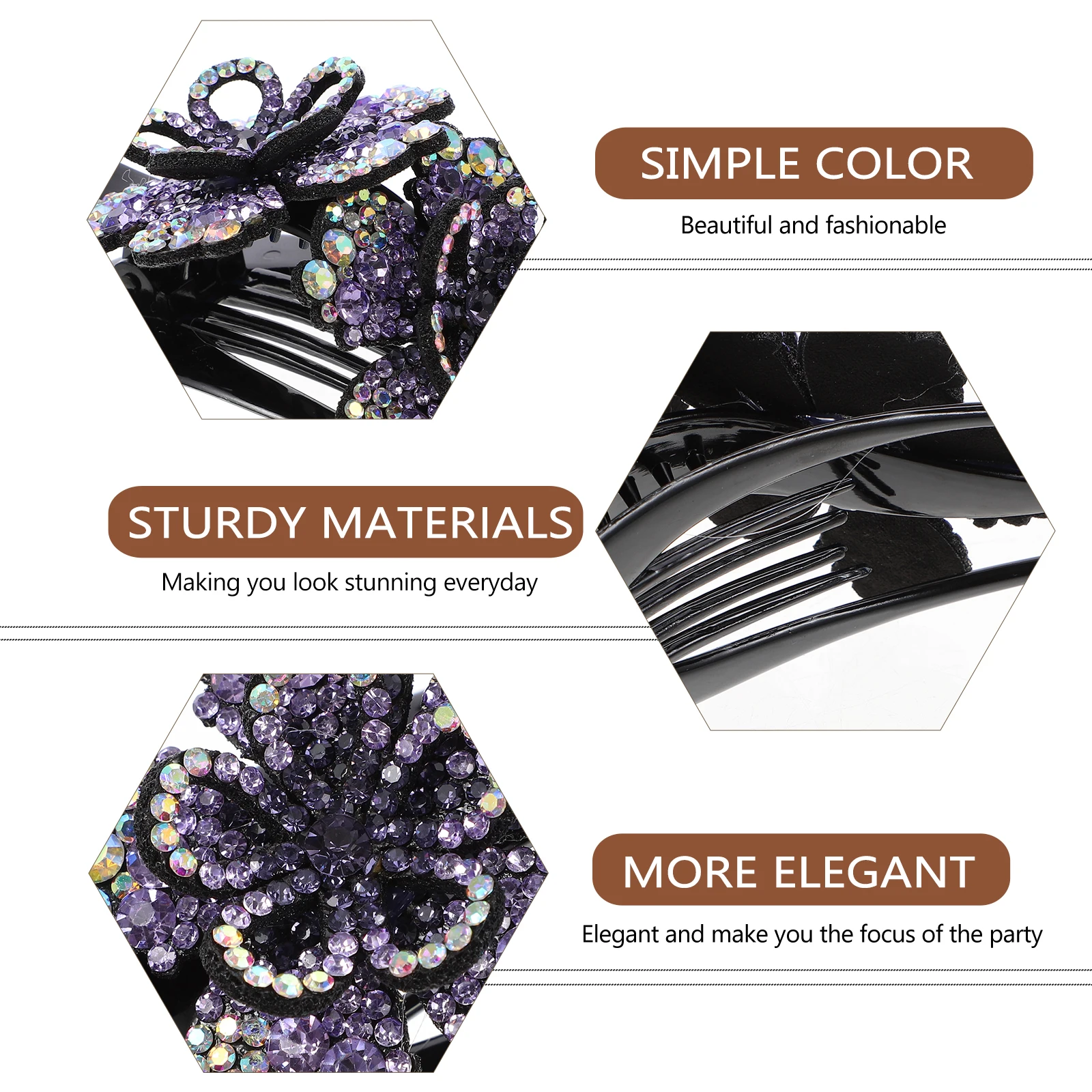 

Rhinestone Hair Clip Elegant Barrette Strong Material Comfortable Daily Party Accessories Medium Thick Hair Exquisite Gift