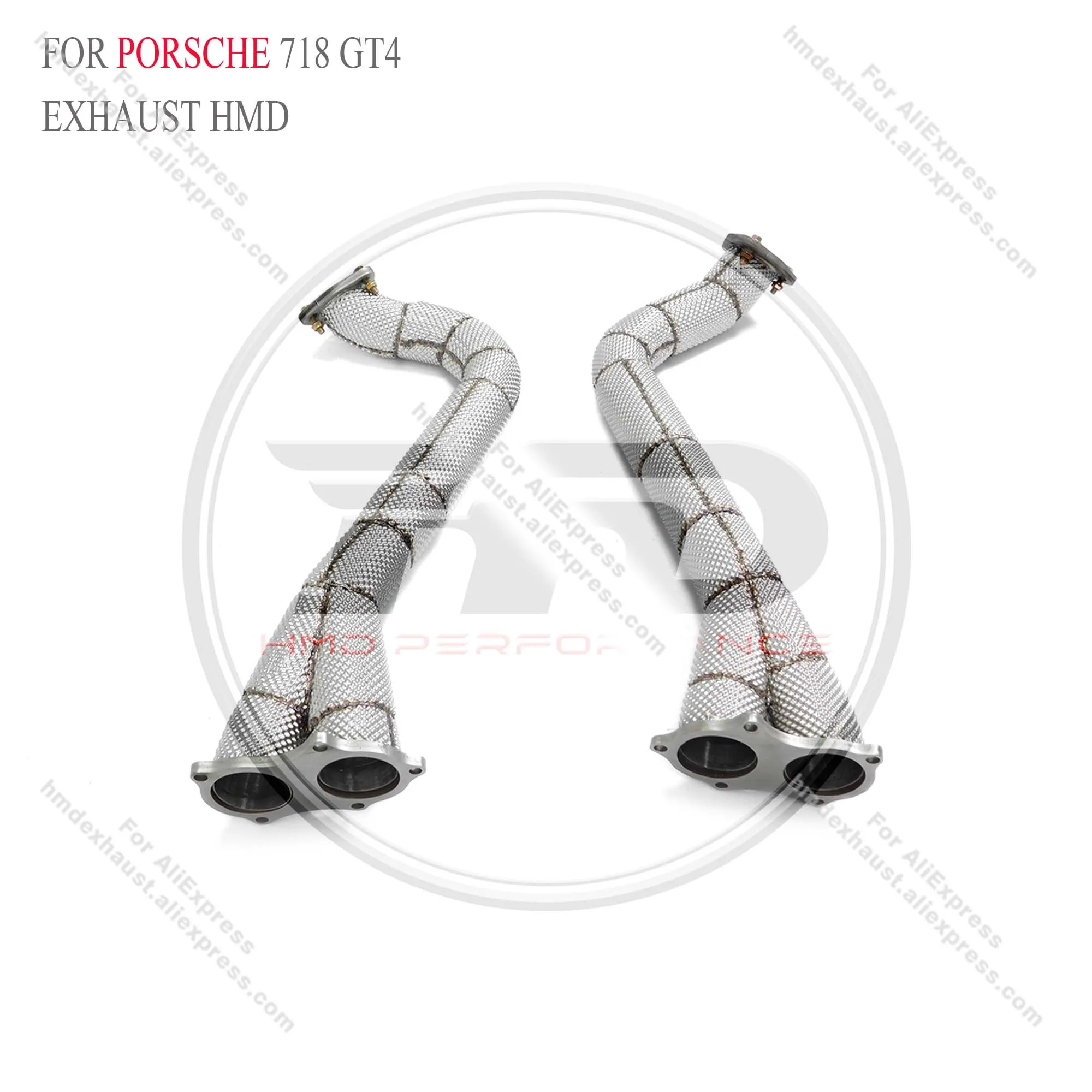 HMD Titanium Performance Downpipe for Porsche 718 GT4 4.0T 2020+ Insulated Racing Pipe No Catalyst