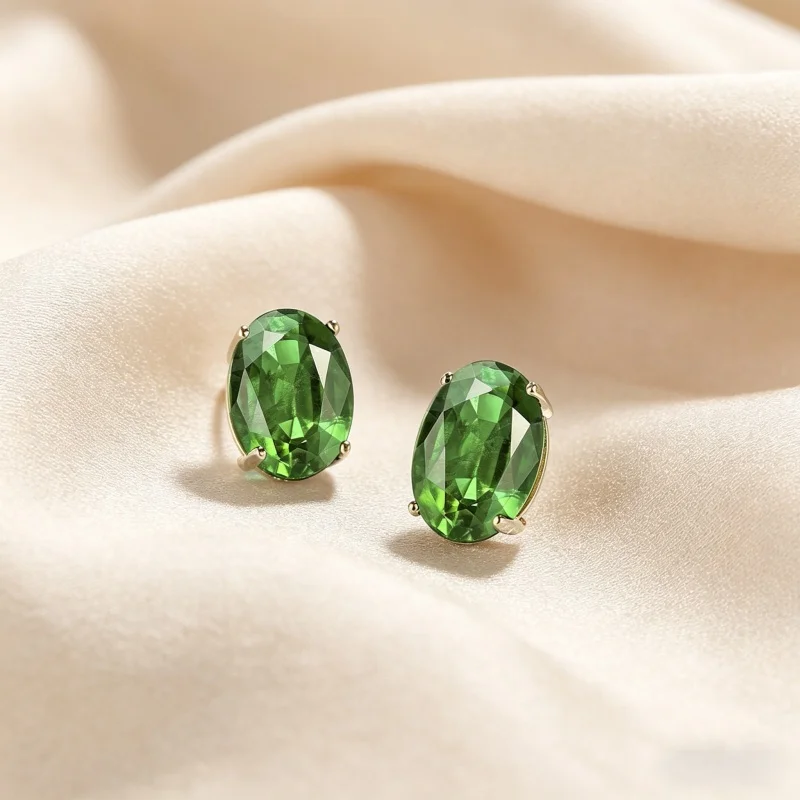 925 Sterling Silber Grüne Kubische Zirkonia Ohrstecker Große Ovale Edelstein-Ohrringe für Frauen Geburtstagsgeschenk