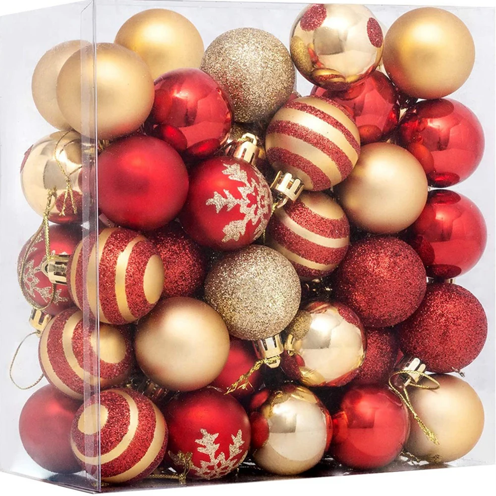 1 Satz Weihnachtskugeln-Ornamente, 50 Stück Weihnachtskugeln, bruchsicheres Weihnachtsschmuck-Set, hängendes Kugel-Set für den Weihnachtsbaum