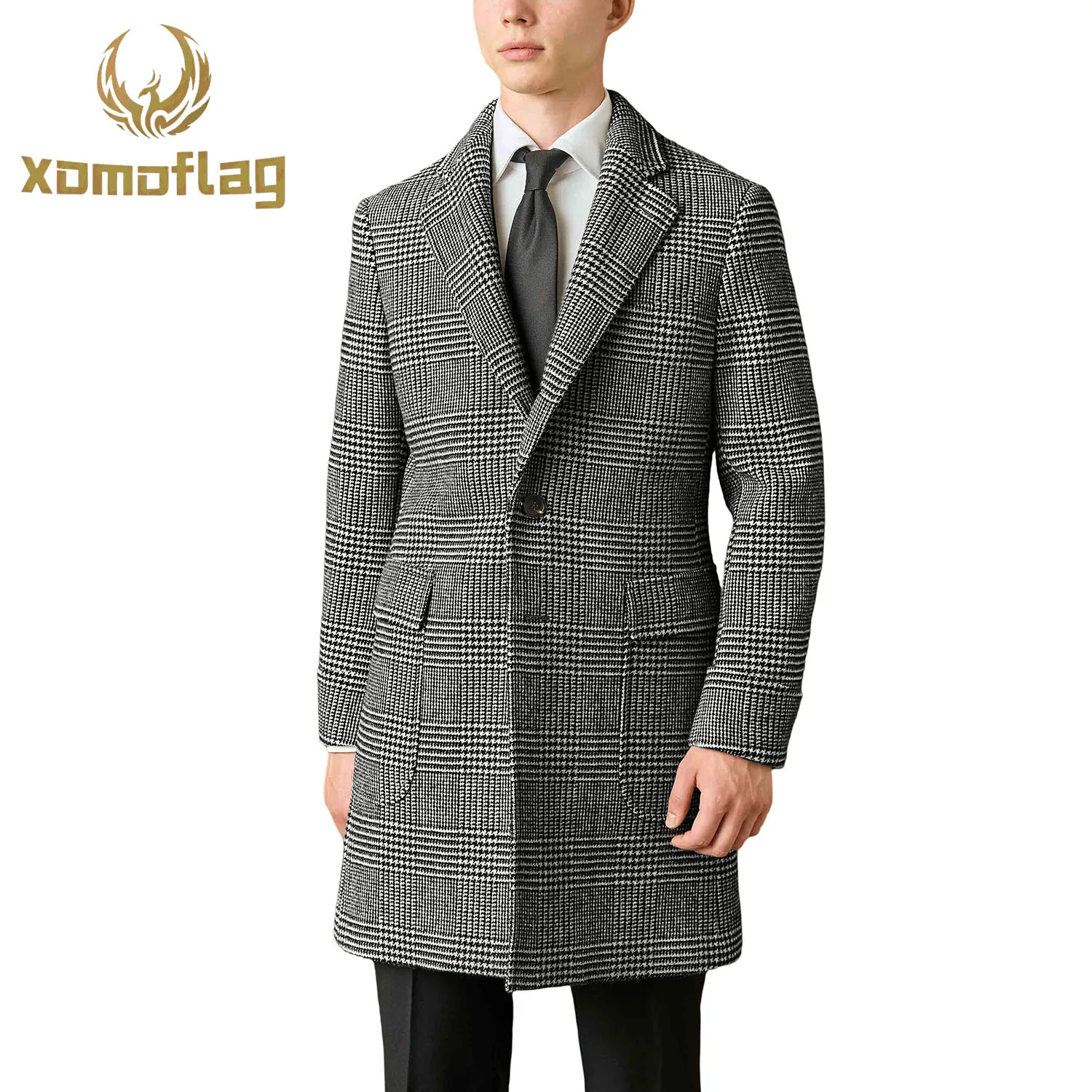 الرجال منقوشة معطف الصوف سترة الخريف الشتاء تويد سميكة خندق معطف مخصص الأعمال الرسمية لباس غير رسمي الحلل #3