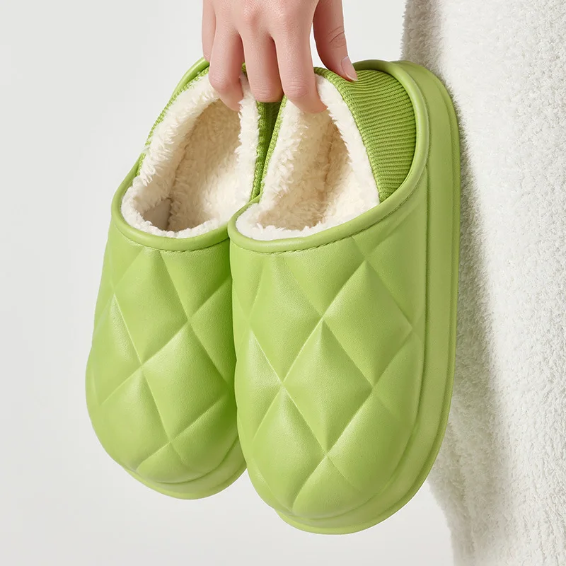 Winter 2026 Warm Plush EVA Slippers Women Plus Size 45 Soft Sole Lightweight Home Shoes for Couple Waterproof Mules Slides Woman