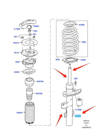 LR024438 LR044681 Rear LEFT Shock Absorber For Land Rover Range Rover Evoque 2012-2018 L538