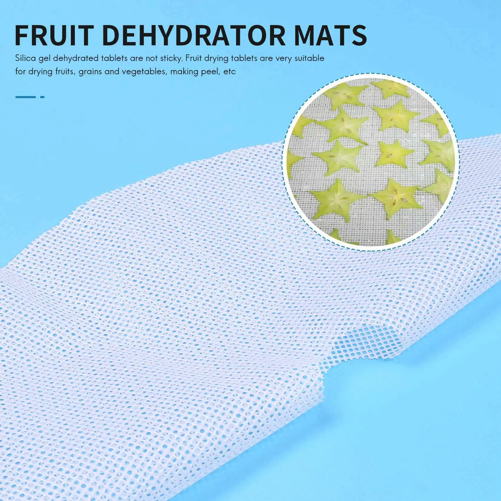 8 Pcs Round Silicone Dehydrator Sheets, Non-Stick Fruit Dehydrator Mats, Reusable Steamer Mat Mesh Sheet for Fruit Dryer