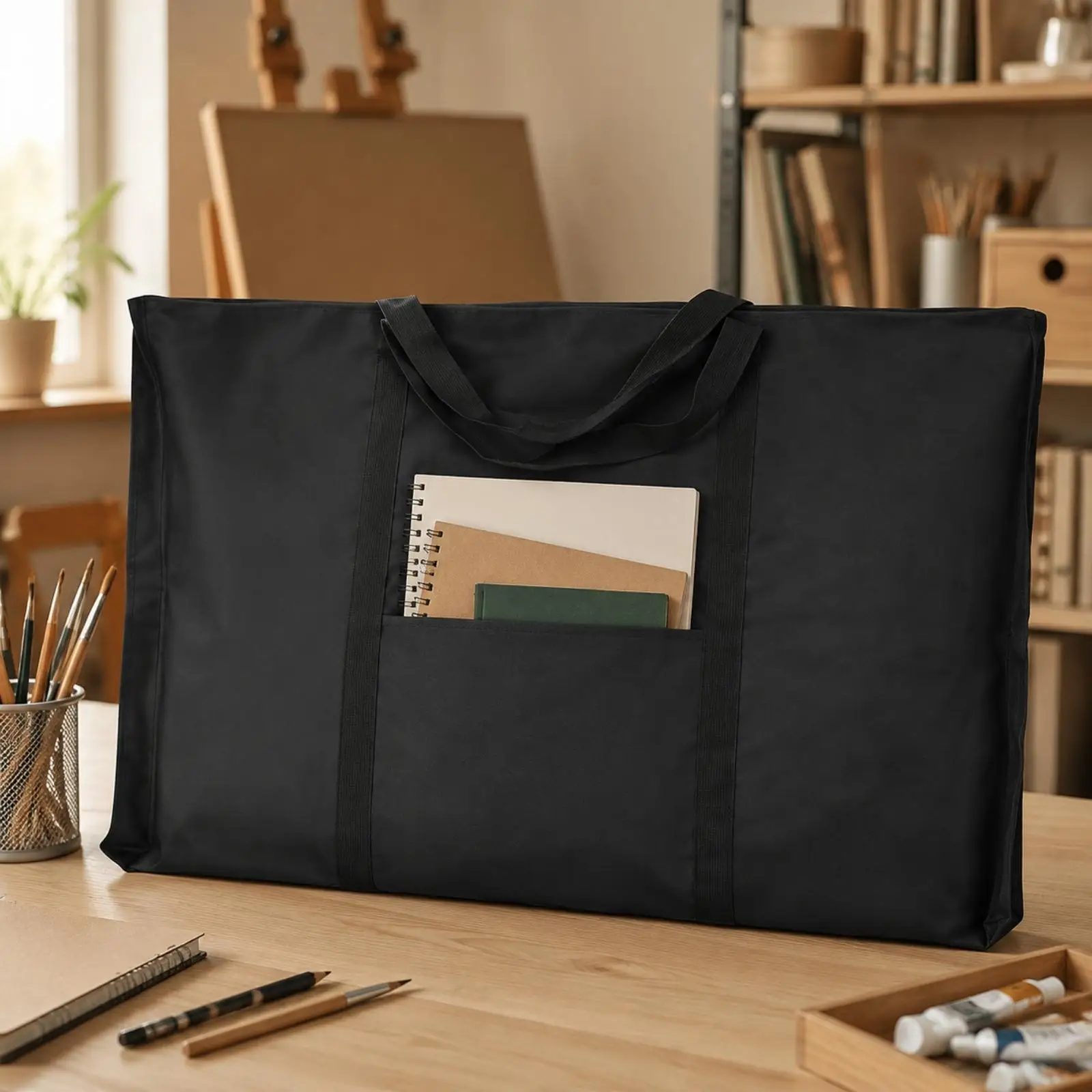 Oxford Cloth Art Canvas Storage Carrie Bag with Zipper Front Pocket for Artist Easel Board Home Craft Organizer