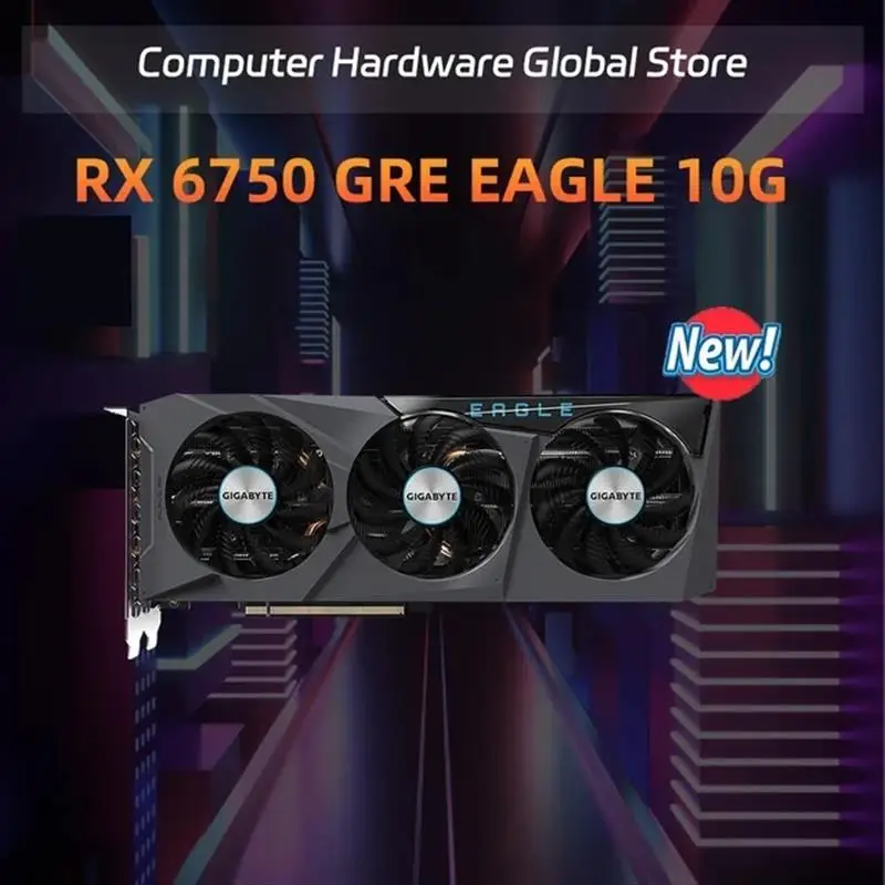 To AMD RX6750GRE EAGLE 10G Three fan graphics card Placa de vídeo GDDR6 256 bits PCIe 4.0