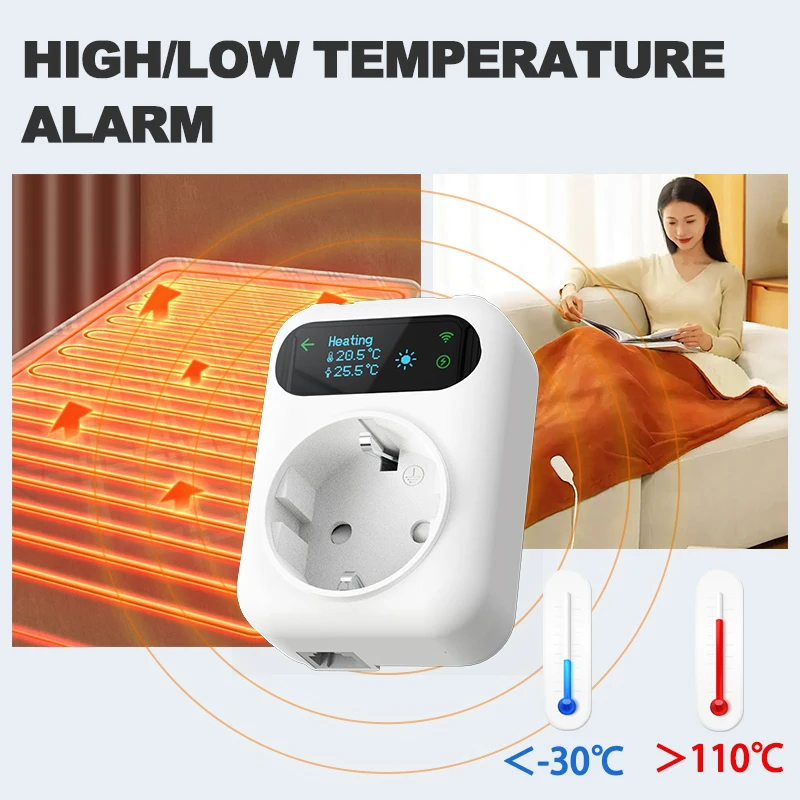 Smart Socket Thermostat Tuya WiFi Heating Cooling Temperature Timer Switch Plug Fan Remote Controller Voice Alexa Google Home