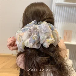 Mesh Crushed Flower Multi-Layer Bow Hair Clip Super Fairy Fluffy Chiffon Spring Clip Headdress Hairpin Clip Hair Accessories