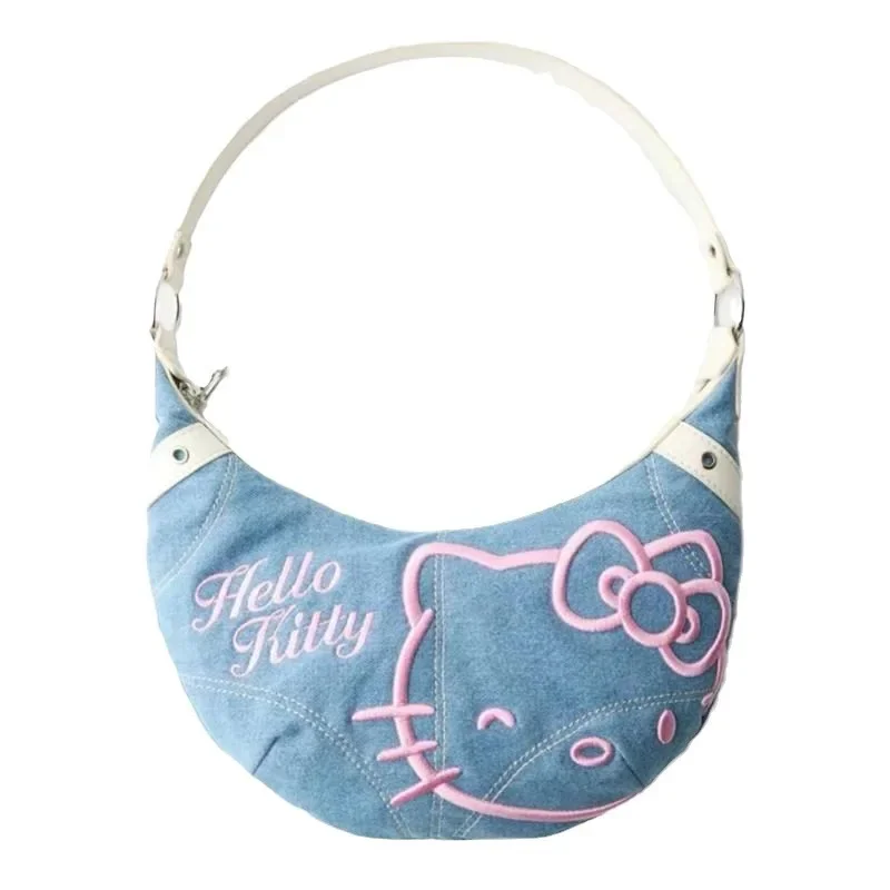 Sanrio Hello Kitty torba na ramię wiosna lato nowa dżinsowa torba pod pachami o dużej pojemności torba na ramię prezent prezent nowy