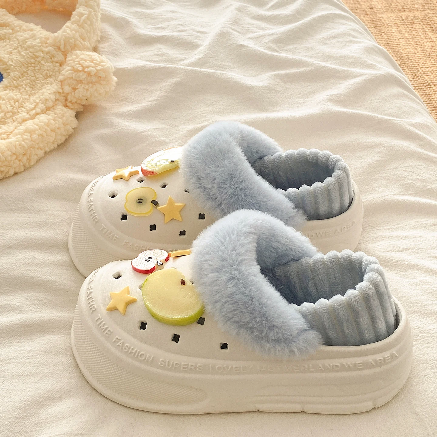 شباشب مقاومة للماء للنساء قباقيب مبطنة بالفرو أحذية شتوية للحديقة شباشب منزلية دافئة أحذية البغال الداخلية والخارجية أحذية الحديقة غير قابلة للانزلاق #6